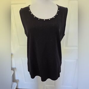 Rafaella Womens Black Sleevless Shirt Summer Casual Size Large